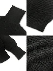 EMERY ROSE Turtleneck Ribbed Knit Sweater,Long Sleeve Tops Knit Pullover Fall Winter Outfit - Black - View 4