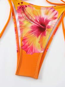 Swim Oasis طقم ملابس صيفية للنساء مكون من 3 قطع يتضمن: ملابس علوية مطبوعة بزهور ثلاثية الأبعاد، بكيني قطعتين مع ربطة أمامية، وتنورة شبكية، بطراز بوهيمي للإقامة في المنتجعات