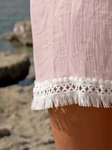 Swim Chiccia Women's Summer Fringe Hem Beach Cover-Up Dress