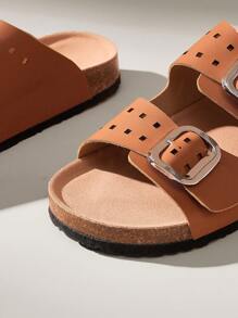 Solecia Women Buckle Design Fashion Casual Flat Loafers For Daily Wear Spring Shoes Spring Break Easter - Brown - View 4