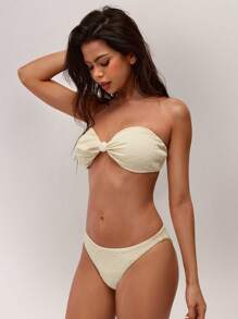 Forever 21 Sexy Vacation Elegant Apricot Texture Swimwear - White - View 6