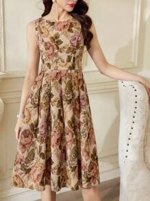 Vintamour Vestido de mujer vintage y elegante, vestido sin mangas de brocado para vacaciones, conjunto de verano para mujer, vestido de graduación, vestidos de cumpleaños para mujer, vestidos de verano para mujer, vestidos formales para mujer, vestidos para mujer, conjuntos de cumpleaños elegantes para mujer, vestido de invitada de boda, vestido de verano para mujer, vestidos elegantes para mujer, ropa de iglesia para mujer, vestido de vacaciones, ropa de verano para mujer, atuendo de crucero, vestidos para mujer, vestidos de fiesta y graduación para mujer, vestidos de primavera para mujer