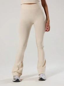 Musera Sport 高腰喇叭修身瑜伽运动裤，适合板式网球、网球、匹克球、健身房、普拉提、日常休闲等运动。 - 奶油色 - 查看 4