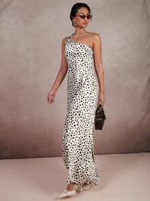 COSMINA 女士无袖不对称领口花卉印花修身连衣裙 - 彩色 - 查看 1