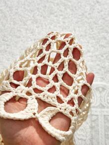 SHEIN MOD Apricot Crochet Beach Cover Up Top For Women, For Summer Vacation,Country Concert, Holiday, Vacation Woman, Festival - Apricot - View 5