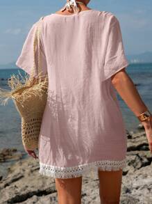 Swim Chiccia Women's Summer Fringe Hem Beach Cover-Up Dress