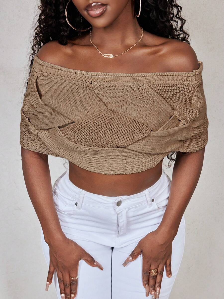 BamGleam Ladies Knit Top (Hand-Knitted, With ±3CM Deviation) - Khaki - View 1