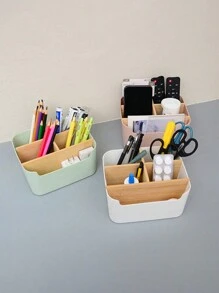1pc Bamboo Desk Organizer With 5 Compartments, High Quality Moisture-Proof Storage Box For Office Supplies, Pen Holder, Bathroom Cosmetic Storage Box, Living Room Multipurpose Rack, Jewelry Storage Box For Earrings And Rings, Household Storage & Organization Product, Suitable For Placement On Desks, Cabinets, Dressing Tables, Dorm Desks Back To School - Multicolor - View 12