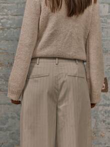 MUSERA Tapered Tailored Barrel Leg Pleat Detail Trousers With Pockets And Belt Loops Old Money Summer Chic Elegant - Khaki - View 5