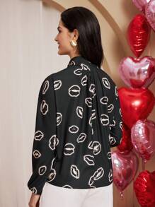 Chiquease Women's Casual Loose Printed Blouse, Minimalist & Fashionable For Everyday Wear Fall Cloth For Women