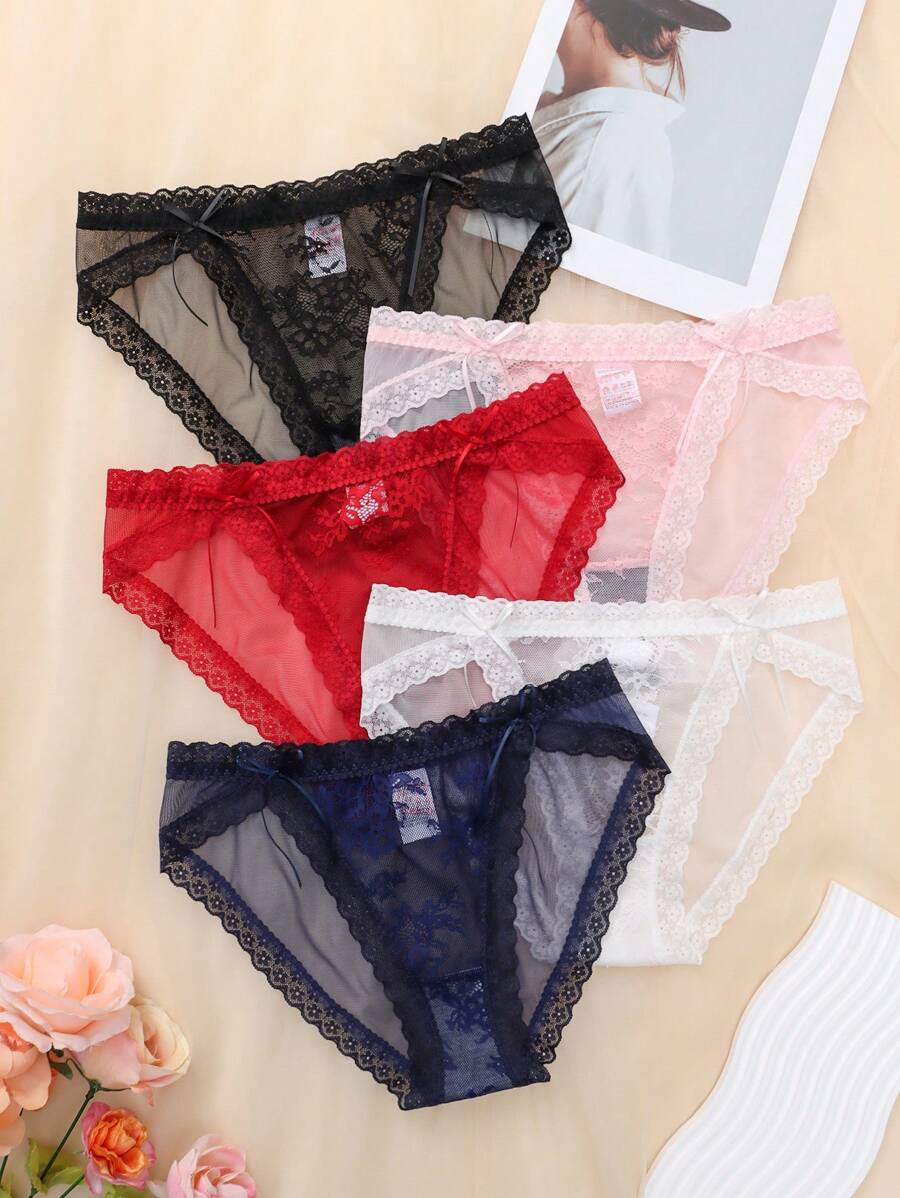 Snug Zone 5 chiếc/gói quần lót ren vá thanh lịch mơ mộng cho nữ - Nhiều màu - Xem 1