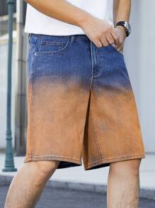 Manfinity Hypemode Heren eenvoudige voorzak met knoopsluiting, losse casual denim shorts