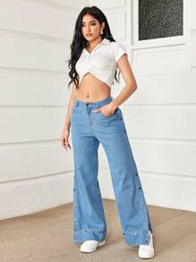 Breezaya Women Front Button Pocket Casual Denim Jeans, Everyday Wear