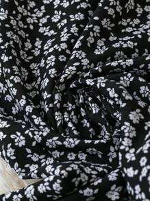 SHEIN Clasi 大码女式情人节拼色印花梭织宽松休闲裤清凉减压晚礼服长款优雅时尚女式休闲夏季女士圣帕特里克节狂欢节春假圣帕特里克波西米亚风 - 黑色 - 查看 5
