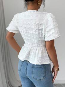 SHEIN Unity Women Contrast Color Splicing Short Sleeve Casual Top, Everyday Wear - Black and White - View 2