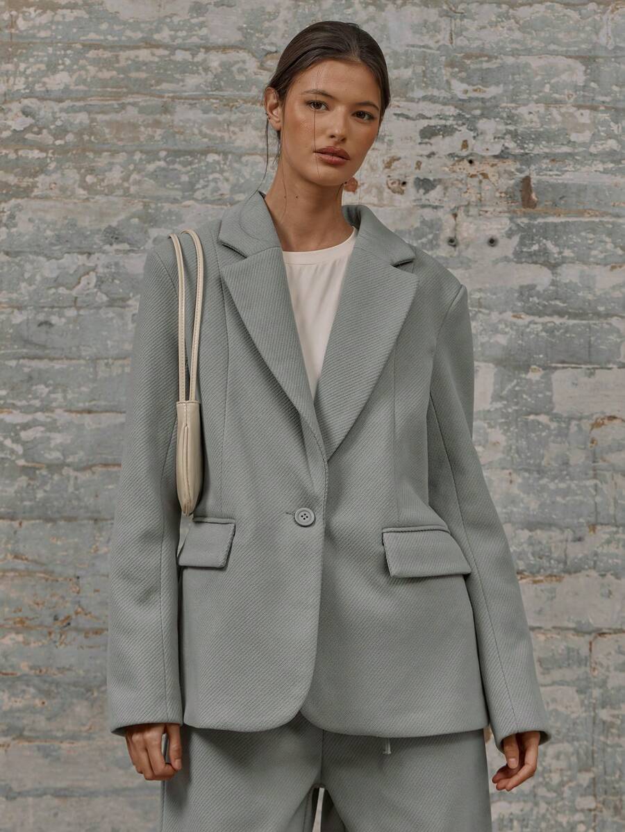 MUSERA Áo blazer dáng rộng, chất liệu dệt, cài một nút, có túi hai bên, kiểu dáng thanh lịch, thích hợp cho công sở, đi nghỉ hè, xuân, lễ tốt nghiệp, dạ hội, đám cưới, sinh nhật. - Xám - Xem 1