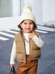 Baby Girl Thick Padded Coat, Khaki,In Fall/Winter - Khaki - View 3