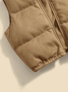 Baby Girl Thick Padded Coat, Khaki,In Fall/Winter - Khaki - View 8