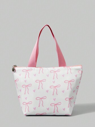 Kawaii Bow Printed Fashionable Kawaii Large Capacity Insulated Lunch Bag