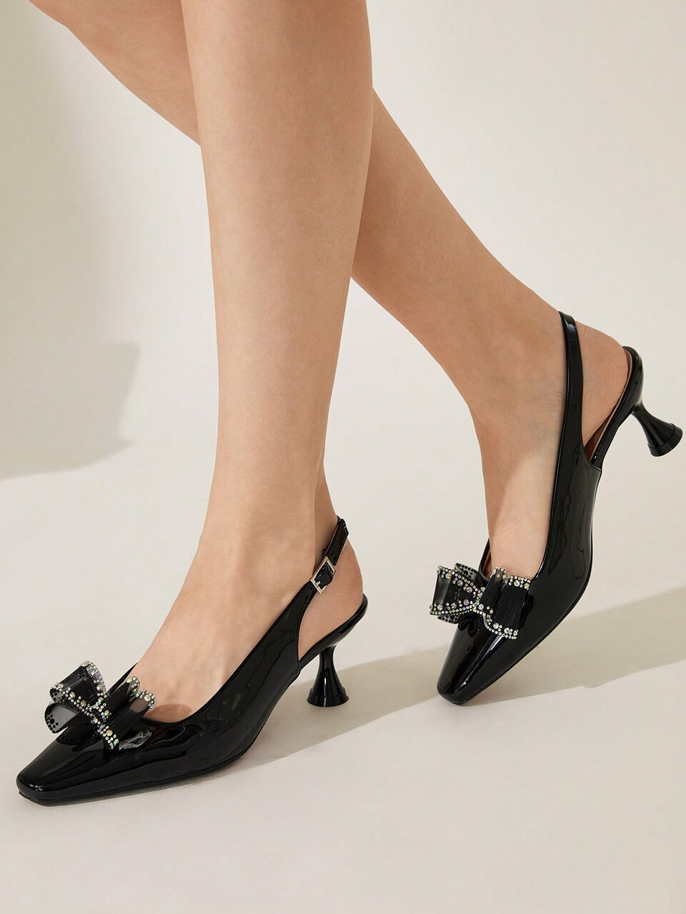 CUCCOO CHICEST Women's Autumn/New Casual Fashion Square Toe Bow Decor High Heel Mules Spring Shoes Spring Break Easter Prom Heels