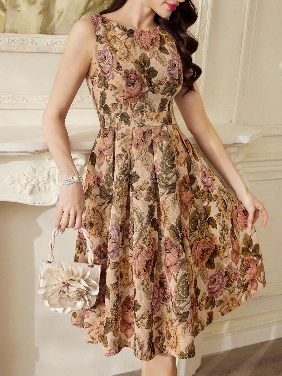 Vintamour Vintage Elegant Women's Dress Jacquard Sleeveless Vacation Outfits Woman Summer Outfits For Women Prom Dress Birthday Dresses For Women Summer Dresses For Women Formal Dresses For Women Dresses For Women Elegant Birthday Outfits For Women Wedding Guest Dress Women Summer Dress Elegant Dresses For Women Church Clothes Women Vacation Dress Summer Clothes Women Cruise Attire Dresses For Women Party Prom Dresses For Woman Spring Dresses For Women