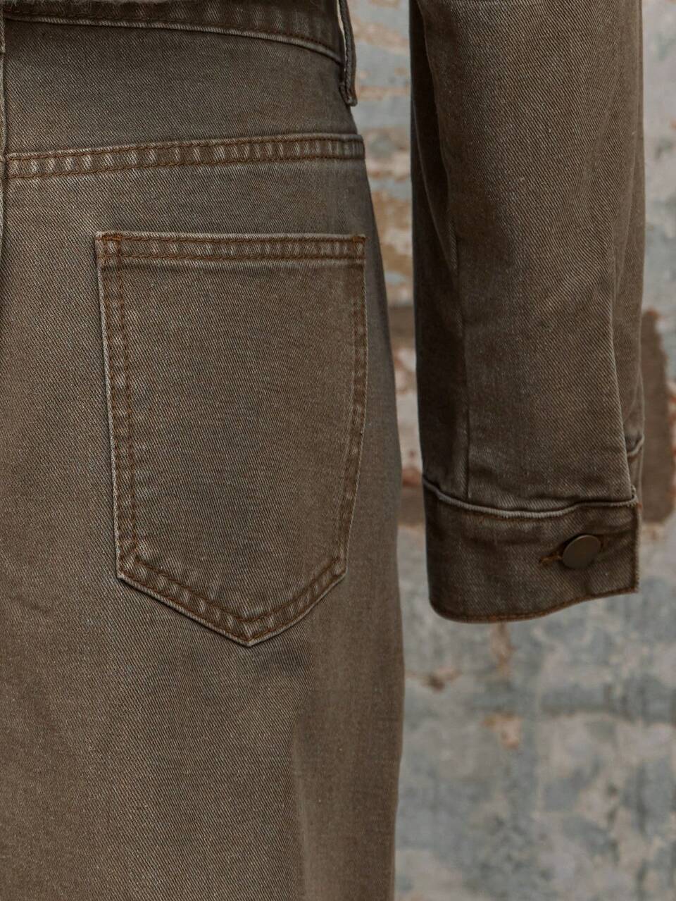 Low Rise Wide Leg Seam Detail Denim Jeans In Shades Of Brown,Summer Streetwear Everyday 90's Y2k Western Nashville Concert Work Casual Chic Capsule