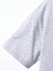 SHEIN Tween Boys Loose Casual Knitted Round Neck Short Sleeve T-Shirt - Light Grey - View 6