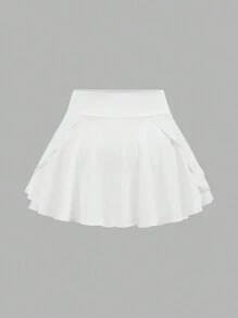 SHEIN Tween Girl Casual Solid Color Knit Tank Top And Pants Set, Suitable For Spring/Summer - White - View 8