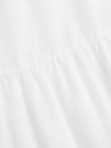 SHEIN Clasi Plus Size Women Solid Color Simple Ruched A-Line Skirt, Casual & Vacation - White - View 4