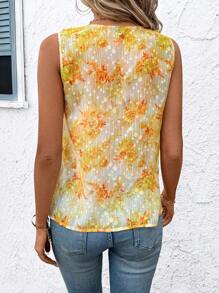 SHEIN Clasi V-Neck Sleeveless Shirt For Women With Ruffle Trim, Casual Daily Wear,Summer Outfits For Women