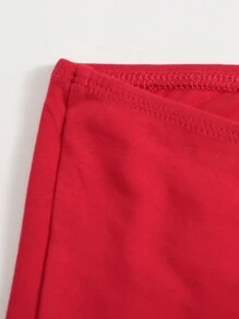 SHEIN EZwear 字母图案短款抹胸 - 紅色 - 查看 4