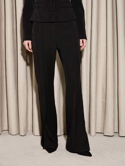 AiiRZ Split Side Flare Pants Stretch Knit Professional Office Business Meeting Work Formal Suit Style Career Women's Trousers Evening Wear