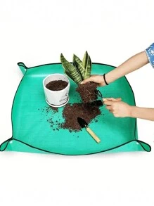 1pc Green Plant Repotting Mat,Foldable Gardening Mat For Indoor Potted Plants & Succulent Care,Waterproof Thickened Pe Mat,Easy To Clean, Large Foldable Plant Pot Cushion