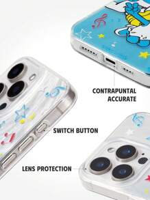 SHEIN X The Smurfs 时尚渐变卡通图案手机壳 - 銀色 - 查看 3