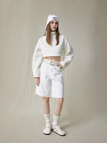 Solecia Women Plain Color Metal Decor Casual Flat Shoes, Everyday Wear Women's Suede Cork Footbed Arch Support Clogs Soft Mules Comfort Adjustable Buckle Slip On Spring Shoes Spring Break Easter - White - View 3