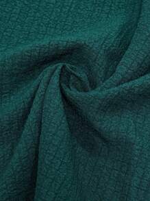 SHEIN Unity 休闲纯色短袖衬衫和短裤套装 - 墨綠色 - 查看 7