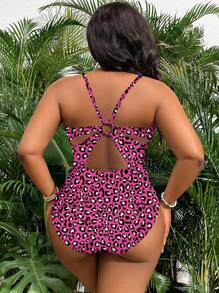 SHEIN Slayr CURVE 大码 2025 新年派对动物印花连体泳衣，适合夏季海滩度假