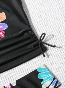 SHEIN Tween Girls' Fitted Casual Minimalist Comfortable Butterfly Tied Decor Camisole Bikini Top