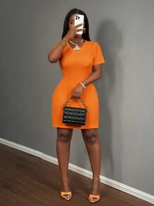 Slaydiva Damska sukienka midi na wiosnę/lato, na każdy mecz, odpowiednia na festiwal muzyczny, Wielkanoc, Nashville, przyjęcie urodzinowe, ukończenie szkoły, codzienne ubranie, plażę, rejs, opalanie, minimalistyczne ubranie domowe, teksturowana tkanina w kształcie litery A - Pomarańczowy - Zobacz 4