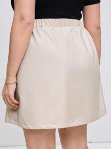SHEIN Clasi Khaki Overlapping A-Line Plus Size Women Skirt