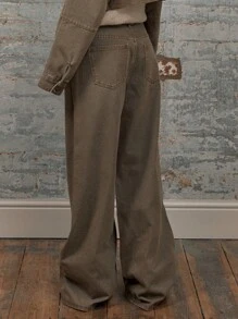 MUSERA Low Rise Wide Leg Seam Detail Belt Loop Denim Jeans Spring 90's Y2k Streetwear Summer Capsule 4.0 Western Concert Winter Nashville Work Office Casual Chic - Camel - View 4