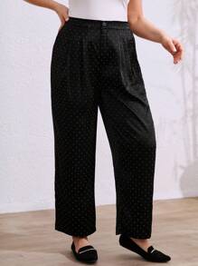 SHEIN LUNE Plus Size Casual Rhinestoned Loose Pants Fall Cloth For Women - Multicolor - View 5