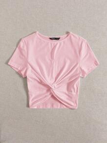 SHEIN EZwear Maglietta monocolore contorto