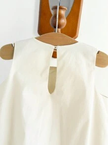 Cozy Pixies Robe mini décontractée pour bébé fille, col rond, sans manches, avec décoration de nœud, polyvalente - Blanc - Voir 7