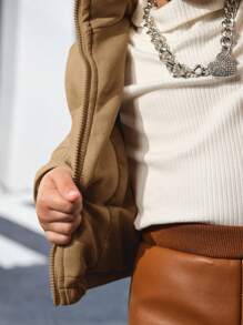 Baby Girl Thick Padded Coat, Khaki,In Fall/Winter - Khaki - View 10