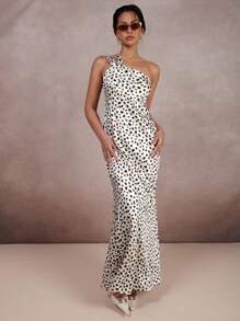 COSMINA 女士无袖不对称领口花卉印花修身连衣裙 - 彩色 - 查看 3