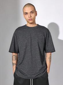 SUMWON Essential Melange Drop Shoulder T-Shirt And Shorts Co-Ord Set Streetwear Loungewear Athletic Summer Casual Two-Piece Sports Urban Comfortable Daily Wear