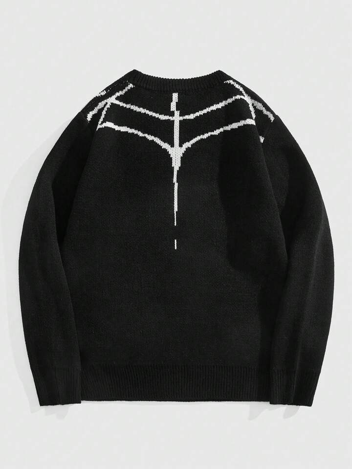 Our Goth Men's Letter Pattern Long Sleeve Knit Sweater, Autumn