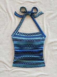 Soleia Nuevo top de tirantes con anuido para el cuello y espalda descubierta para mujer, ideal para vacaciones de verano