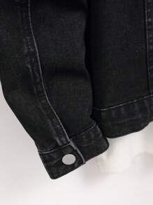 Manfinity LEGND Men's Long Sleeve Single-Breasted Ripped Casual Denim Jacket - Black - View 5